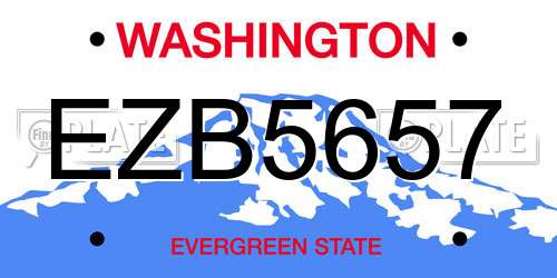 EZB5657 Washington License Plate