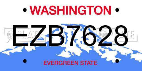 EZB7628 Washington License Plate