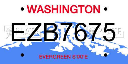 EZB7675 Washington License Plate