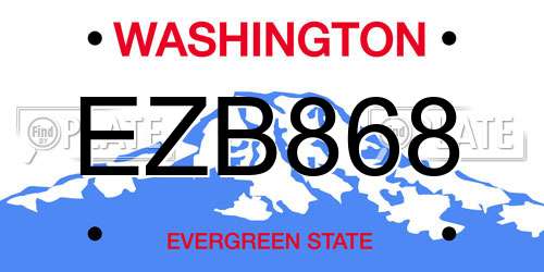 EZB868 Washington License Plate
