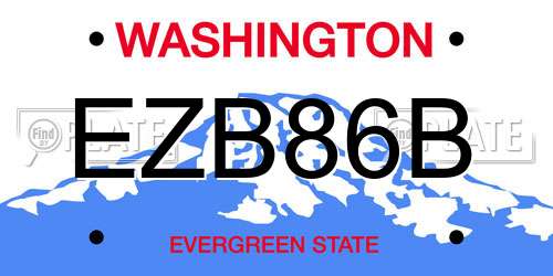EZB86B Washington License Plate