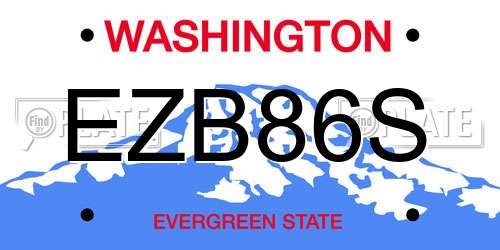 EZB86S Washington License Plate