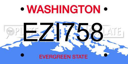 EZI758 Washington License Plate
