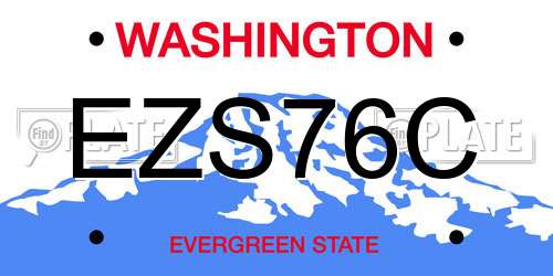 EZS76C Washington License Plate