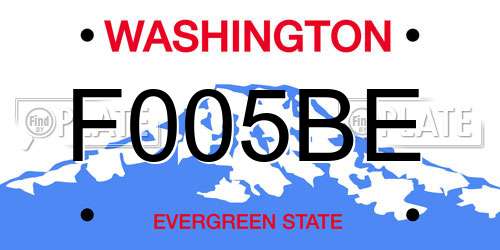 F005BE Washington License Plate