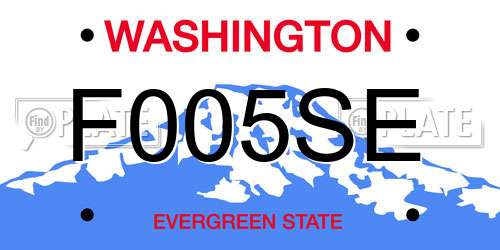 F005SE Washington License Plate