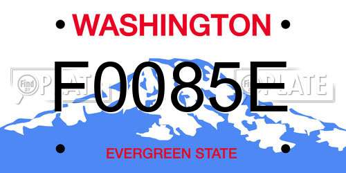 F0085E Washington License Plate