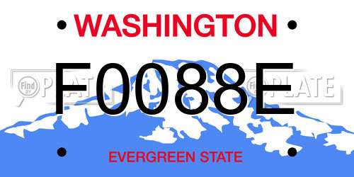 F0088E Washington License Plate