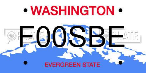 F00SBE Washington License Plate
