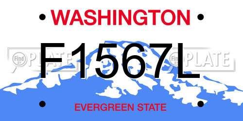 F1567L Washington License Plate