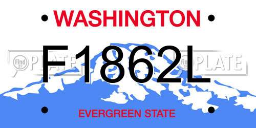 F1862L Washington License Plate