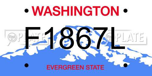 F1867L Washington License Plate