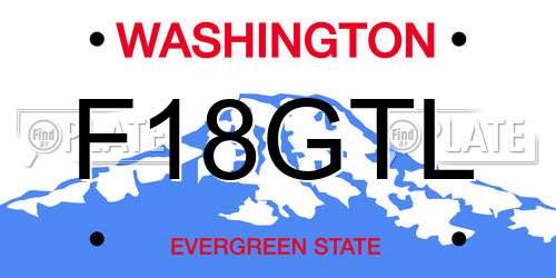 F18GTL Washington License Plate