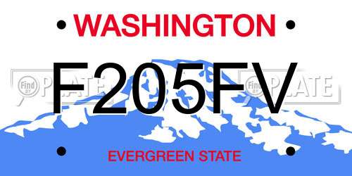 F205FV Washington License Plate