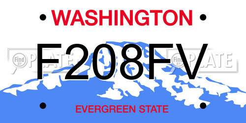 F208FV Washington License Plate