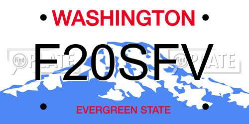 F20SFV Washington License Plate