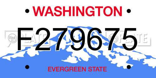 F279675 Washington License Plate