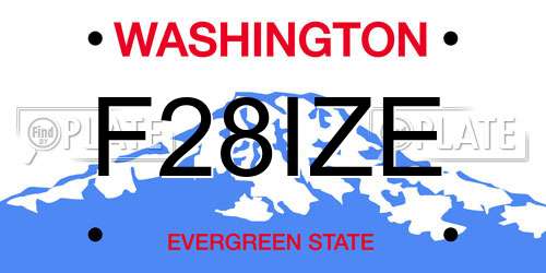 F28IZE Washington License Plate