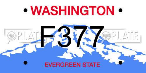F377 Washington License Plate