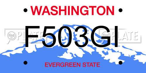 F503GI Washington License Plate