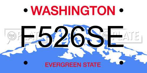 F526SE Washington License Plate