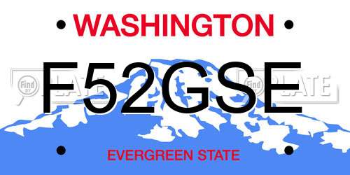 F52GSE Washington License Plate