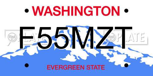 F55MZT Washington License Plate