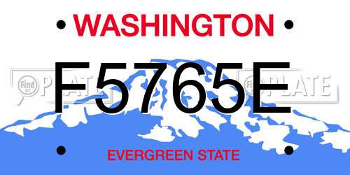 F5765E Washington License Plate