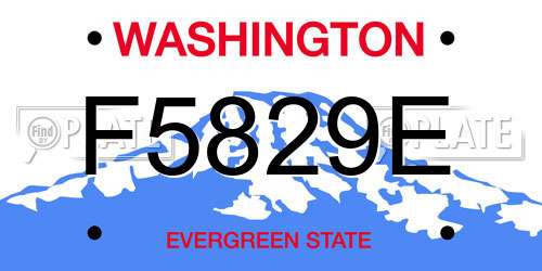 F5829E Washington License Plate
