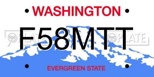 F58MTT Washington License Plate