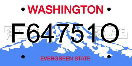 F64751O Washington License Plate