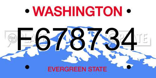 F678734 Washington License Plate