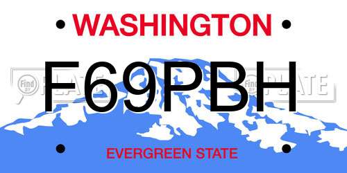 F69PBH Washington License Plate