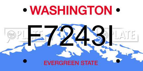 F7243I Washington License Plate