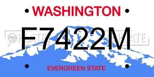 F7422M Washington License Plate