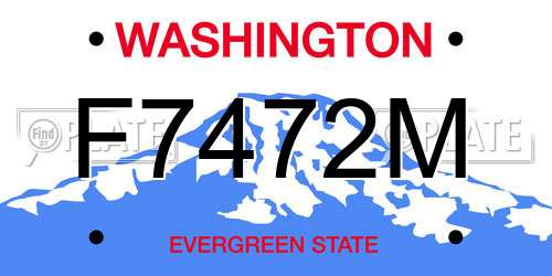 F7472M Washington License Plate