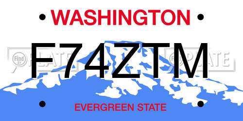 F74ZTM Washington License Plate