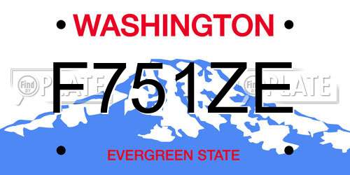 F751ZE Washington License Plate