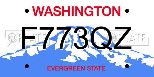 F773QZ Washington License Plate