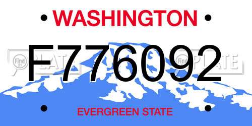 F776092 Washington License Plate