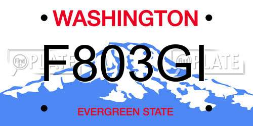 F803GI Washington License Plate