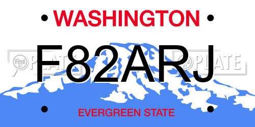 F82ARJ Washington License Plate
