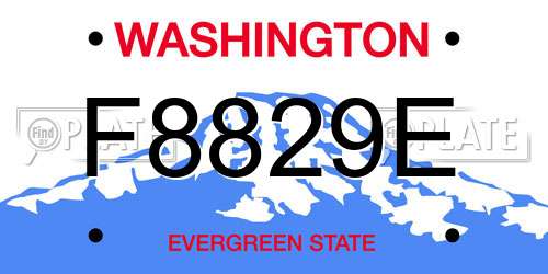 F8829E Washington License Plate