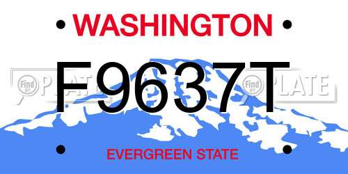 F9637T Washington License Plate