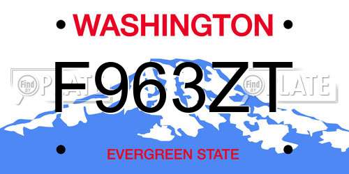 F963ZT Washington License Plate