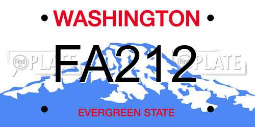 FA212 Washington License Plate