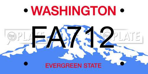 FA712 Washington License Plate