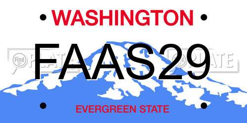 FAAS29 Washington License Plate