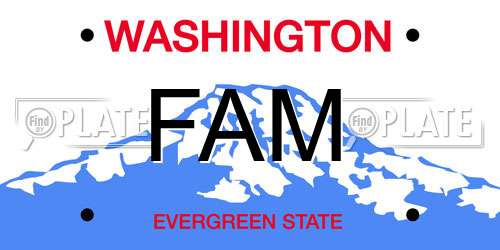 FAM Washington License Plate