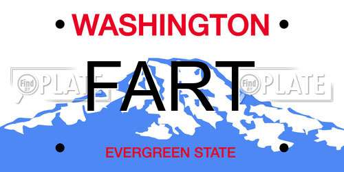 FART Washington License Plate